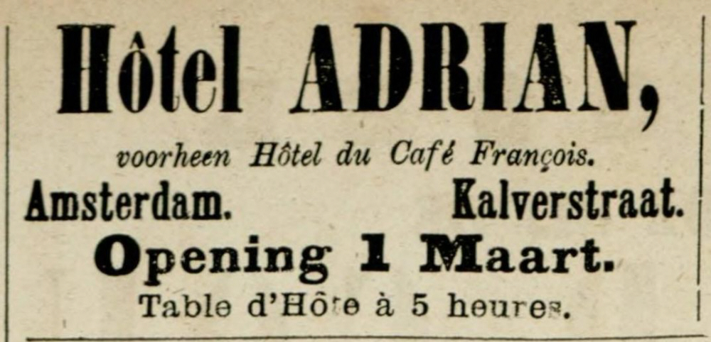 1879 Leeuwarder Courant openining Hotel Adrian voorheen Francois.jpg