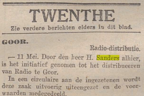 Kranten artikel Overijssels Dagblad 13-5-1930