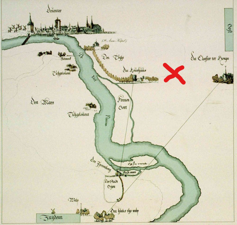 kaart gebied Deventer 1567 