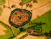 Bekijk detail van "De stadsplattegrond van Ootmarsum getekend door Jacobus van Deventer in ñ1560."