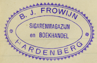 Bekijk detail van "GH08072: Het Briefhoofd van B.J. Frowijn, sigarenmagazijn en boekhandel uit Hardenberg."