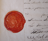 Bekijk detail van "GH05849: Lakzegel in rode was van Antoni van Riemsdijk, notaris te Hardenberg."