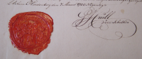 Bekijk detail van "GH05851: Een Lakzegel in rode was van Gerrit Jan Crull, verwalter (plaatsvervangend) Scholtus (schout) van Hardenberg."