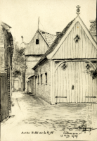 Bekijk detail van "Pentekening van de Kapelstraat in 1947."