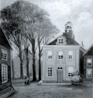 Bekijk detail van "Schilderij “Het raadhuis van Ootmarsum in 1920” van Gerard Cornelis Krol."