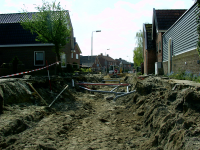 Bekijk detail van "Graafwerkzaamheden tijdens de aanleg van nieuwe riolering in de Oostwal."