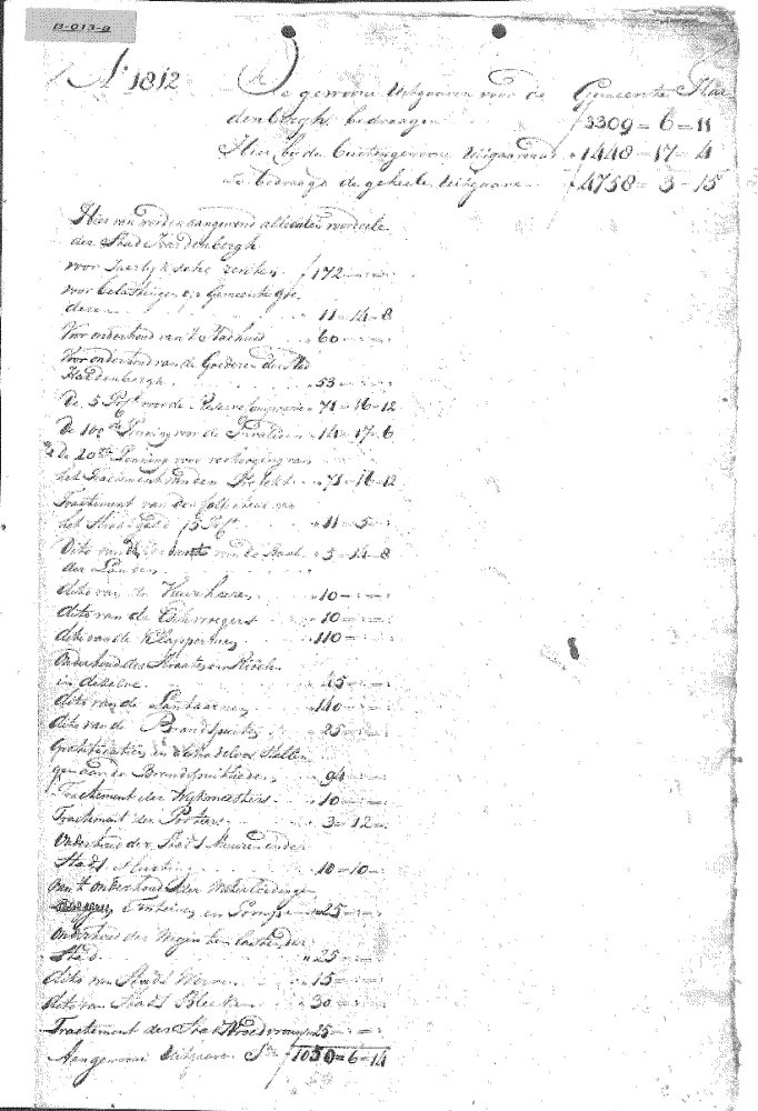 Bekijk detail van "Gemeentebegroting Hardenberg 1811"