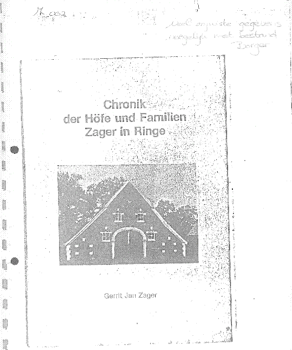Bekijk detail van "Genealogische gevens Zager / Zagers / Sächers"