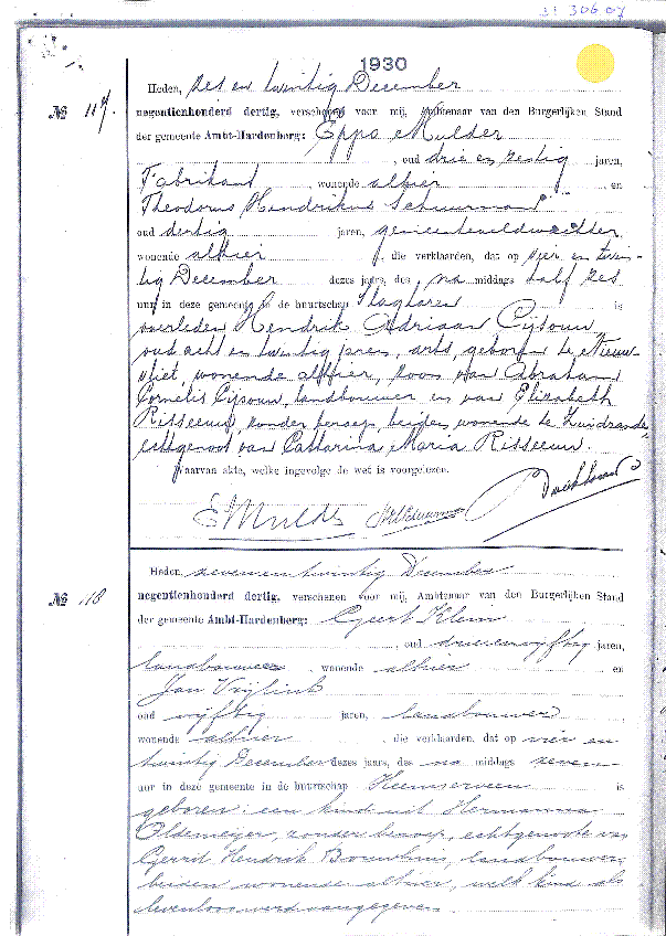 Bekijk detail van "Overlijdensbericht van Hendrik Adriaan Cijsouw arts te Lutten"