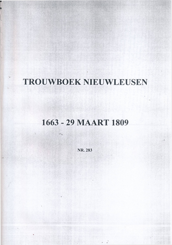 Bekijk detail van "Trouwboek Nieuwleusen & Avereest 1663-1809 nr.283  en 1757-1802 nr. 22"