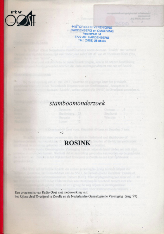Bekijk detail van "Stamboomonderzoek Rosink"