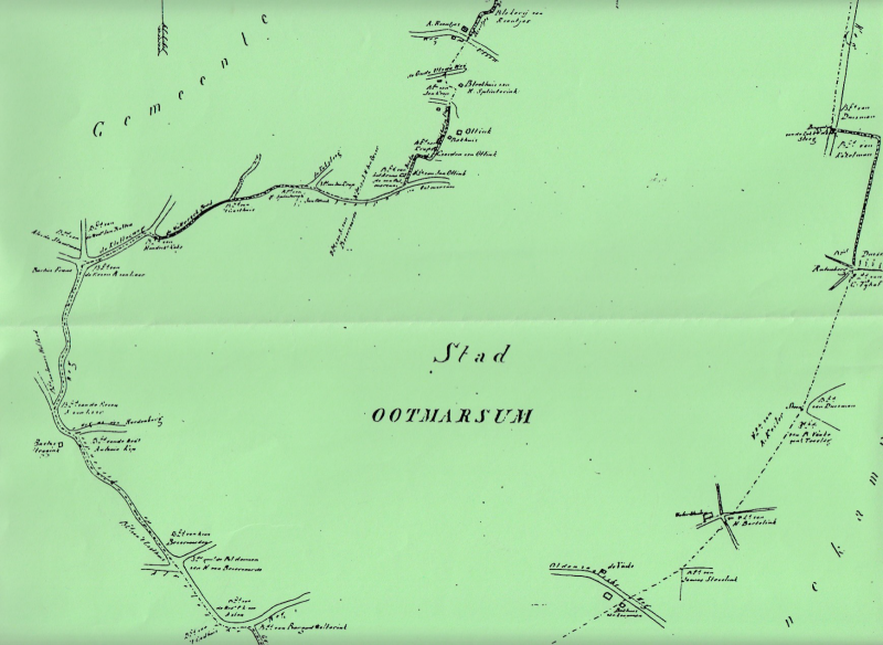 Bekijk detail van "Schets der grensscheiding tusschen de Gemeente van Ootmarsum en die van Denekamp."