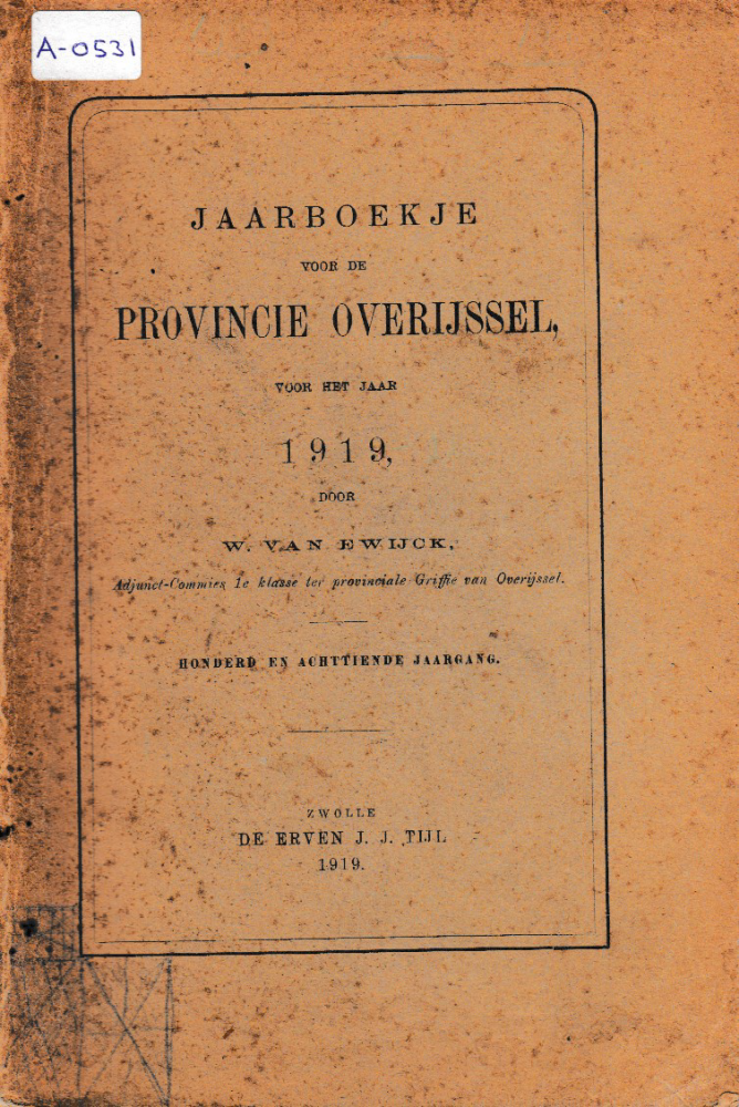 Bekijk detail van "Jaarboekje voor de provincie Overijssel: 1919."