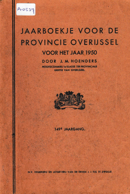 Bekijk detail van "Jaarboekje voor de provincie Overijssel: 1950."