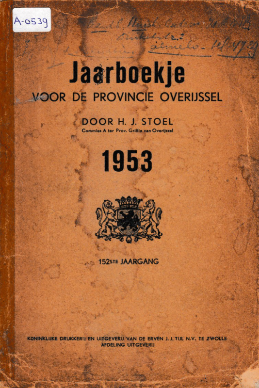 Bekijk detail van "Jaarboekje voor de provincie Overijssel: 1953."