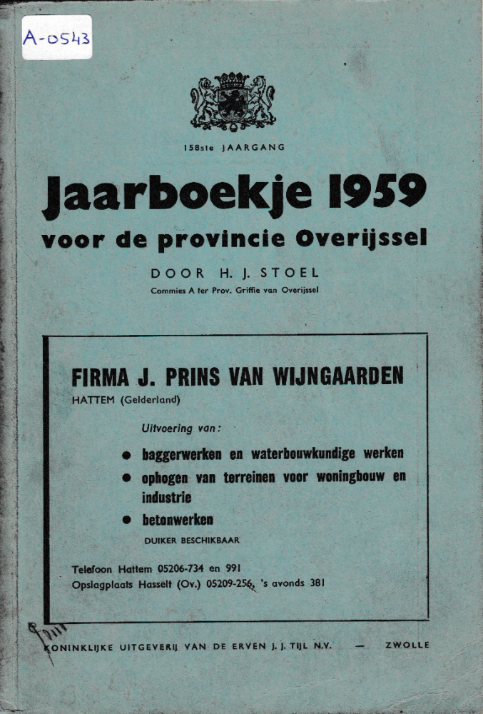 Bekijk detail van "Jaarboekje voor de provincie Overijssel: 1959."