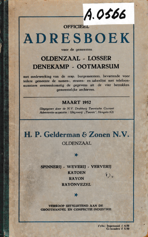 Bekijk detail van "Officieel adresboek voor de gemeenten Oldenzaal - Losser - Denekamp- Ootmarsum: maart 1952."