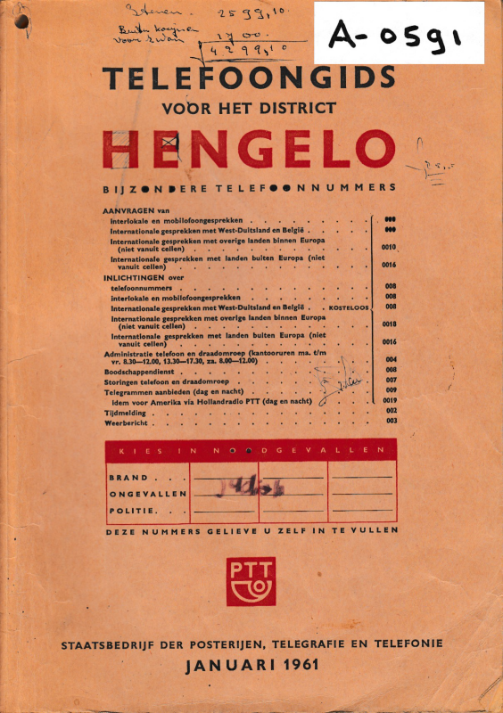 Bekijk detail van "Telefoongids voor het district Hengelo, Januari 1961"
