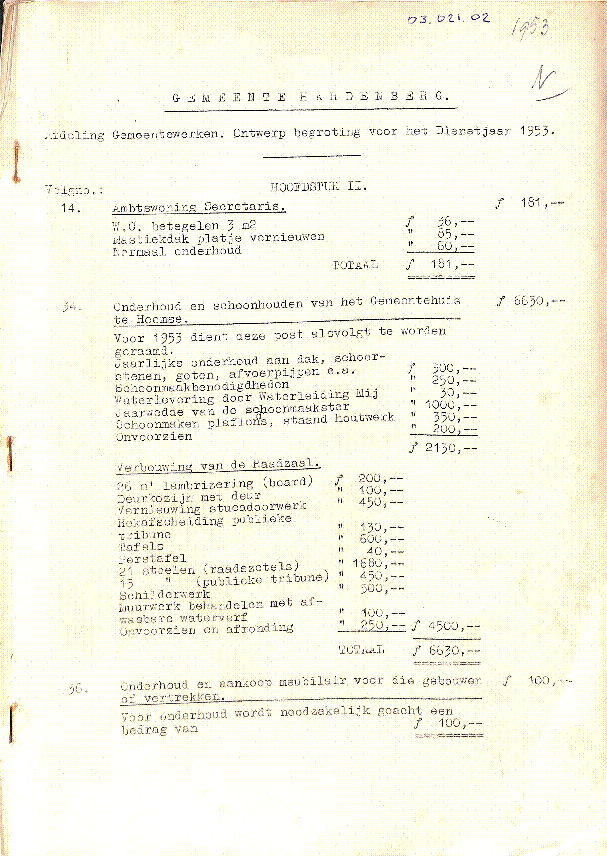 Bekijk detail van "Gemeentebegroting Hardenberg 1953"