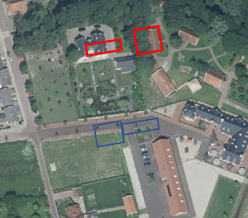 Bekijk detail van "Luchtfoto van Ootmarsum met hierop ingetekend de ligging van Huis Ootmarsum."