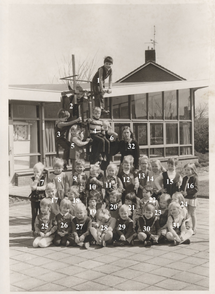 Bekijk detail van "HV35278: Klassenfoto schooljaar 1972 - 1973 van de Pötnosters."