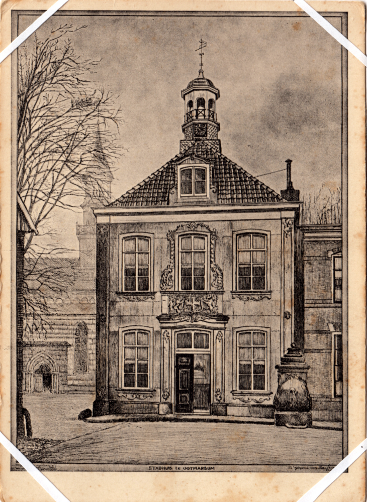 Bekijk detail van "Pentekening van het stadhuis Ootmarsum."