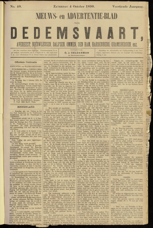 Bekijk detail van "Dedemsvaartsche Courant 4/10/1890 pagina 1 van 4<br xmlns:atlantis="urn:atlantis" />"