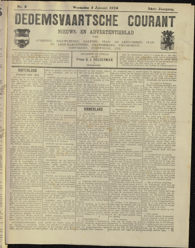 Bekijk detail van "Dedemsvaartsche Courant 5/1/1910 pagina 1 van 4<br xmlns:atlantis="urn:atlantis" />"