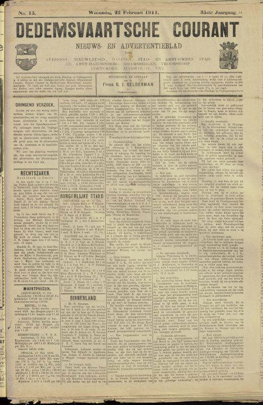 Bekijk detail van "Dedemsvaartsche Courant 22/2/1911 pagina <span class="highlight">1</span> van 4<br xmlns:atlantis="urn:atlantis" />"