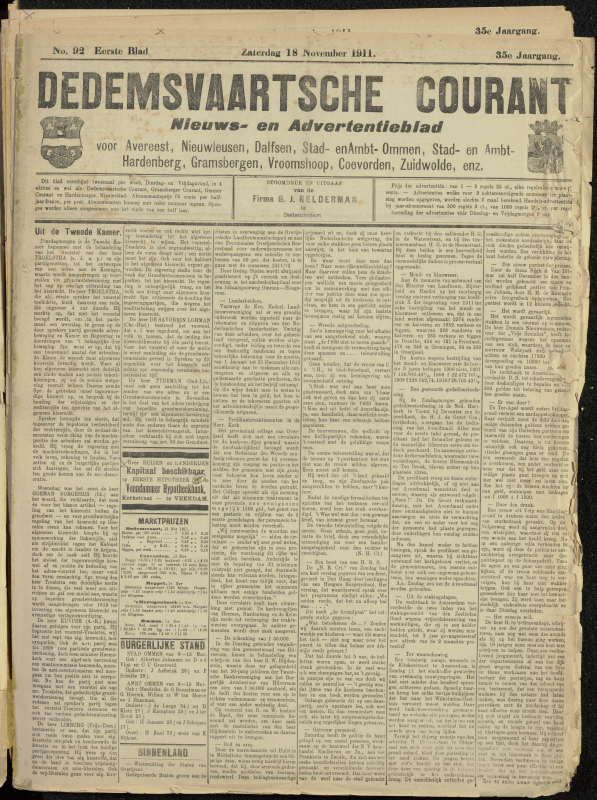 Bekijk detail van "Dedemsvaartsche Courant 18/11/1911 pagina 1 van 4<br xmlns:atlantis="urn:atlantis" />"