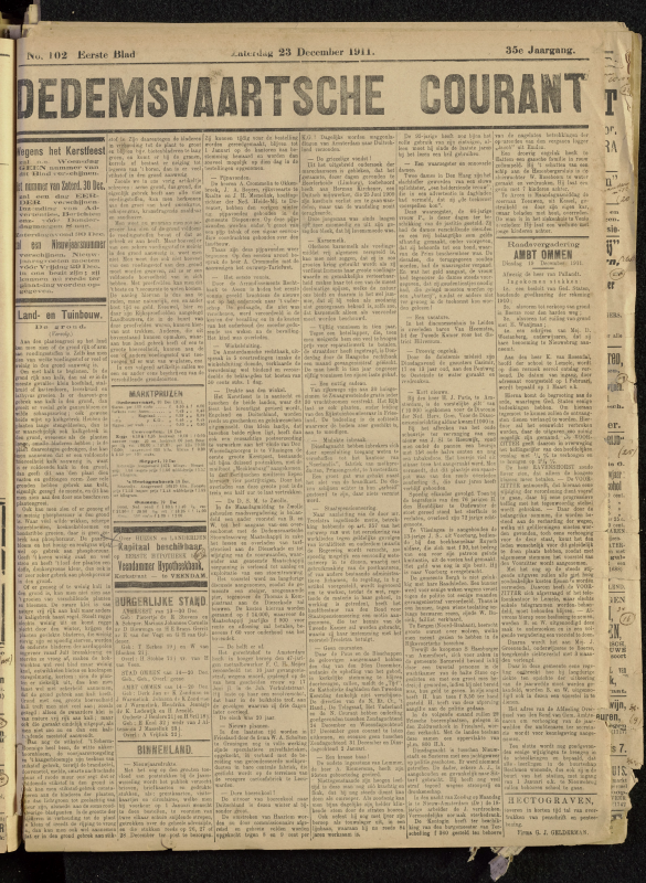 Bekijk detail van "Dedemsvaartsche Courant 23/12/1911 pagina 1 van 6<br xmlns:atlantis="urn:atlantis" />"