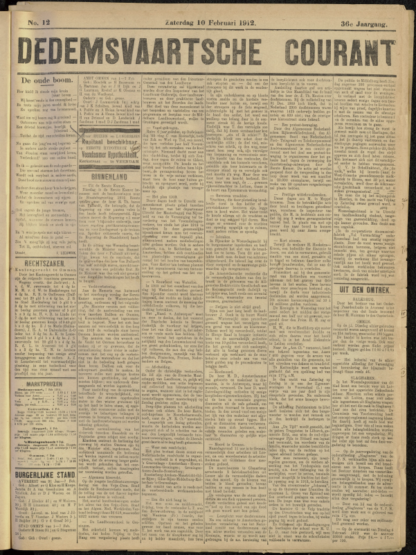 Bekijk detail van "Dedemsvaartsche Courant 10/2/1912 pagina 1 van 4<br xmlns:atlantis="urn:atlantis" />"