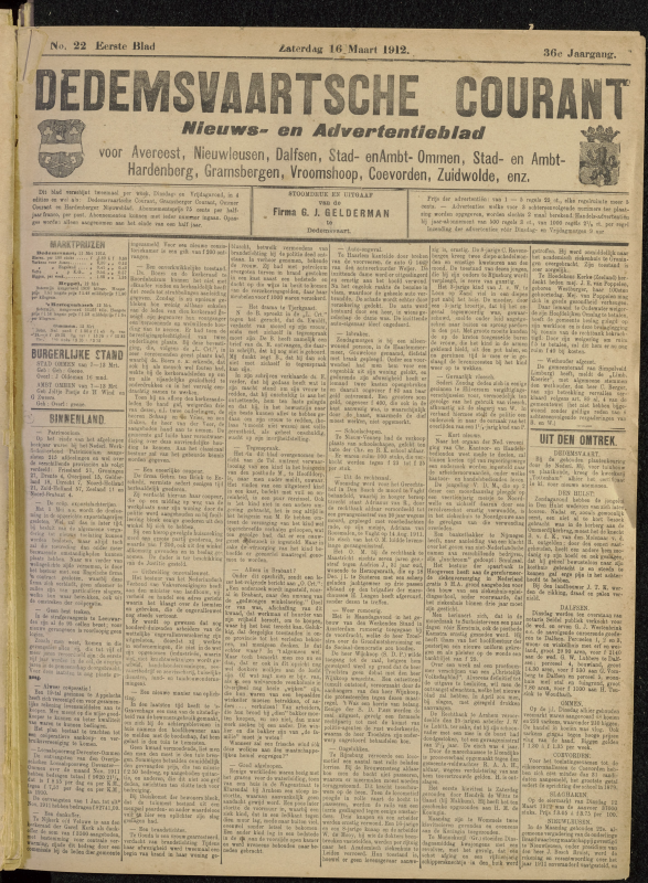 Bekijk detail van "Dedemsvaartsche Courant 16/3/1912 pagina 1 van 6<br xmlns:atlantis="urn:atlantis" />"