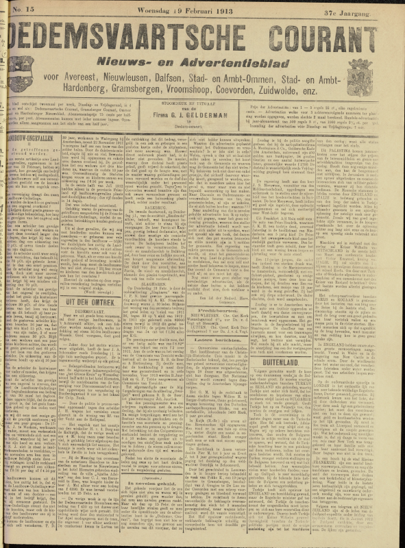 Bekijk detail van "Dedemsvaartsche Courant 19/2/1913 pagina 1 van 4<br xmlns:atlantis="urn:atlantis" />"