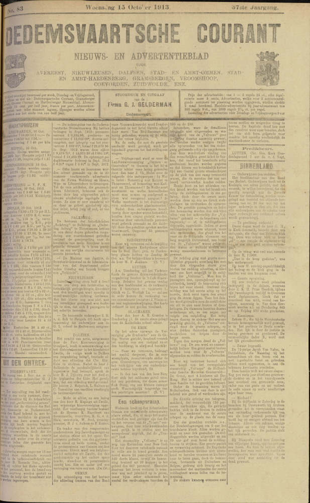 Bekijk detail van "Dedemsvaartsche Courant 15/10/1913 pagina 1 van 4<br xmlns:atlantis="urn:atlantis" />"