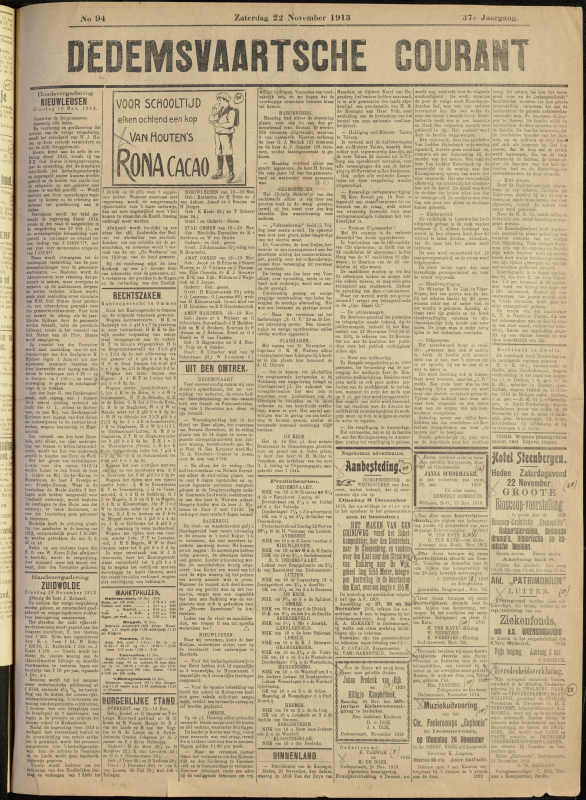 Bekijk detail van "Dedemsvaartsche Courant 22/11/1913 pagina 1 van 4<br xmlns:atlantis="urn:atlantis" />"