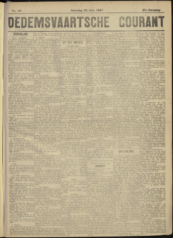 Bekijk detail van "Dedemsvaartsche Courant 23/6/1917 pagina 1 van 4<br xmlns:atlantis="urn:atlantis" />"
