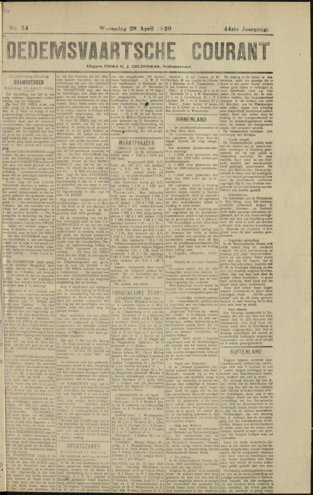 Bekijk detail van "Dedemsvaartsche Courant 28/4/1920 pagina <span class="highlight">1</span> van 6<br xmlns:atlantis="urn:atlantis" />"