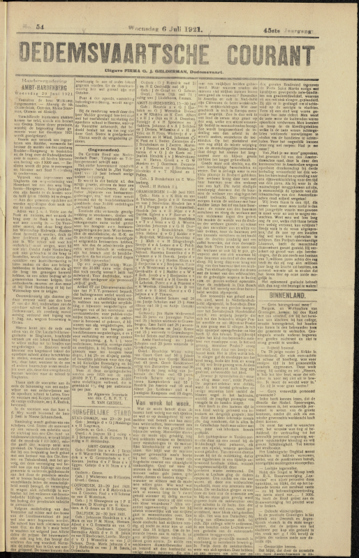 Bekijk detail van "Dedemsvaartsche Courant 6/7/1921 pagina <span class="highlight">1</span> van 4<br xmlns:atlantis="urn:atlantis" />"