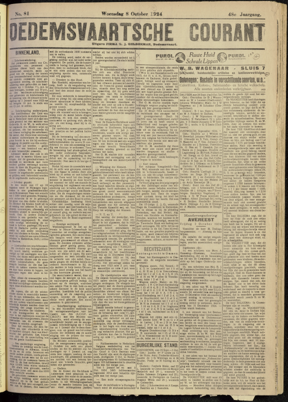 Bekijk detail van "Dedemsvaartsche Courant 8/10/1924 pagina 1 van 4<br xmlns:atlantis="urn:atlantis" />"