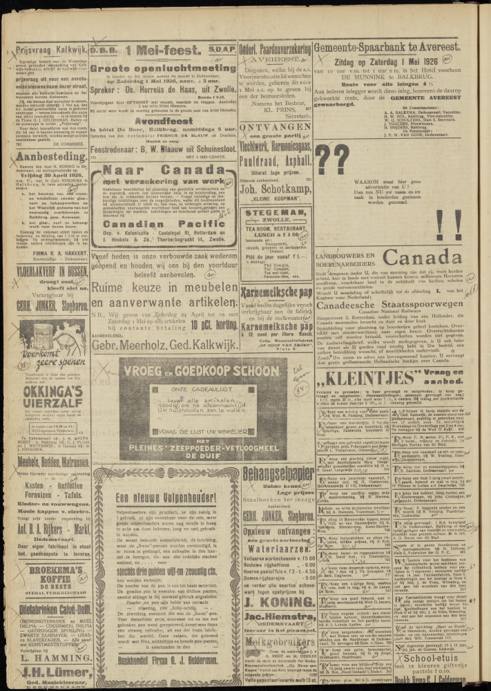 Bekijk detail van "Dedemsvaartsche Courant 28/4/1926 pagina 4 van 4<br xmlns:atlantis="urn:atlantis" />"