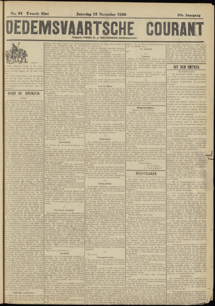 Bekijk detail van "Dedemsvaartsche Courant 13/11/1926 pagina 5 van 12<br xmlns:atlantis="urn:atlantis" />"