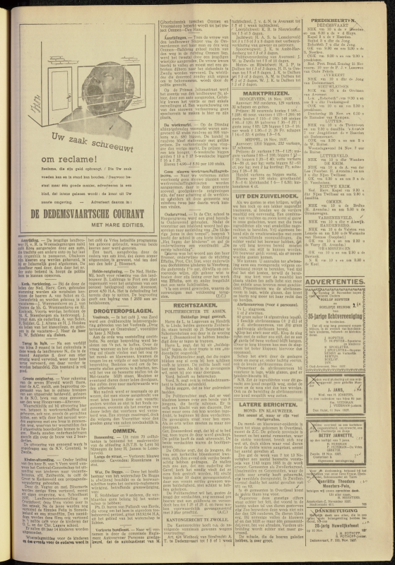 Bekijk detail van "Dedemsvaartsche Courant 20/11/1937 pagina 11 van 12<br xmlns:atlantis="urn:atlantis" />"