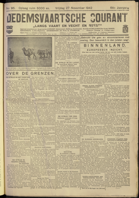 Bekijk detail van "Dedemsvaartsche Courant 27/11/1942 pagina 1 van 4<br xmlns:atlantis="urn:atlantis" />"