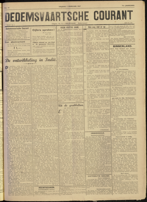 Bekijk detail van "Dedemsvaartsche Courant 7/2/1947 pagina 1 van 4<br xmlns:atlantis="urn:atlantis" />"