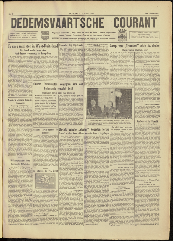 Bekijk detail van "Dedemsvaartsche Courant 17/1/1950 pagina 1 van 4<br xmlns:atlantis="urn:atlantis" />"