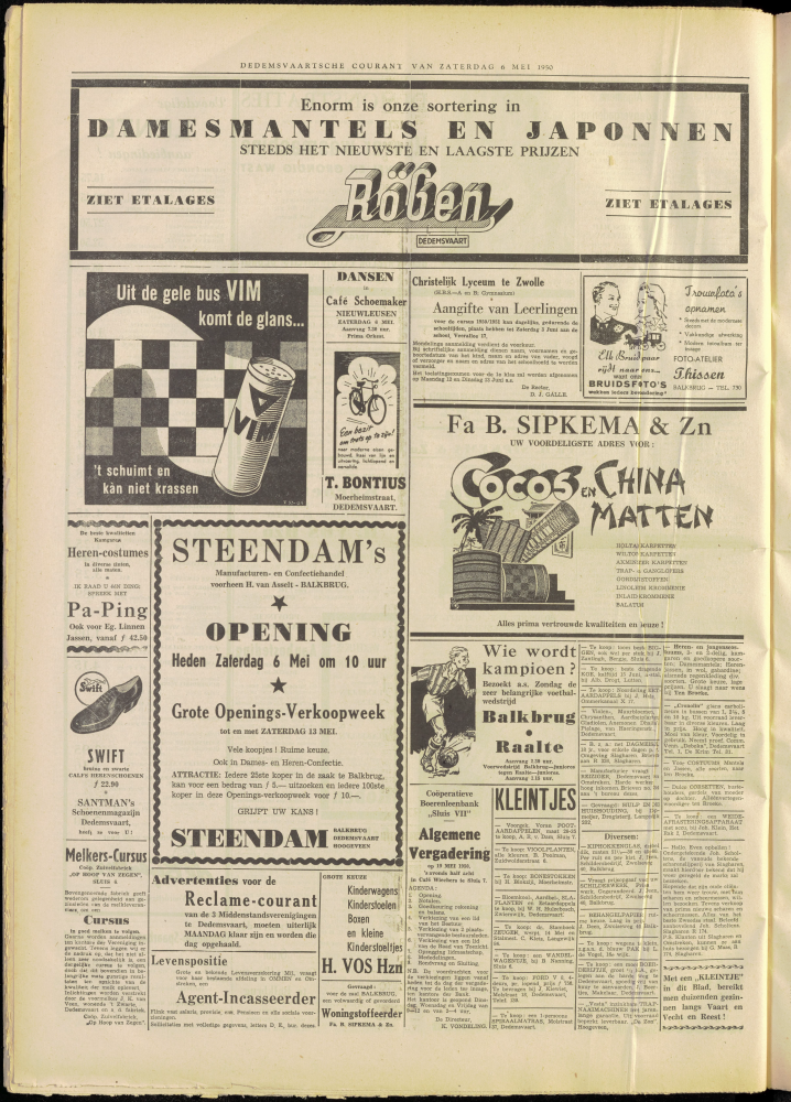 Bekijk detail van "Dedemsvaartsche Courant 6/5/1950 pagina 4 van 6<br xmlns:atlantis="urn:atlantis" />"