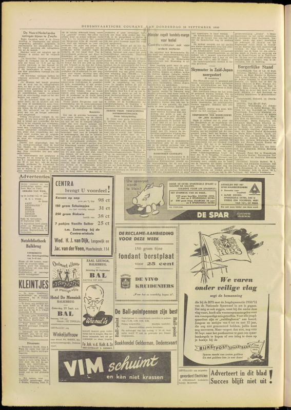 Bekijk detail van "Dedemsvaartsche Courant 28/9/1950 pagina 4 van 6<br xmlns:atlantis="urn:atlantis" />"