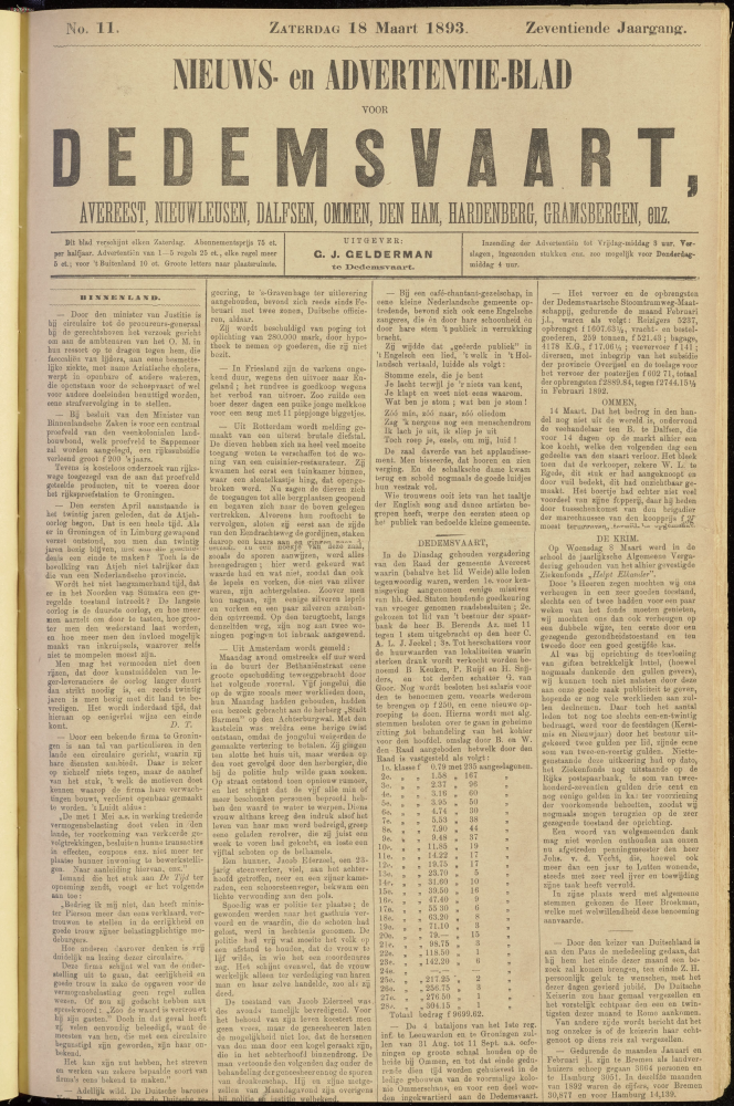 Bekijk detail van "Dedemsvaartsche Courant 18/3/1893 pagina 1 van 4<br xmlns:atlantis="urn:atlantis" />"