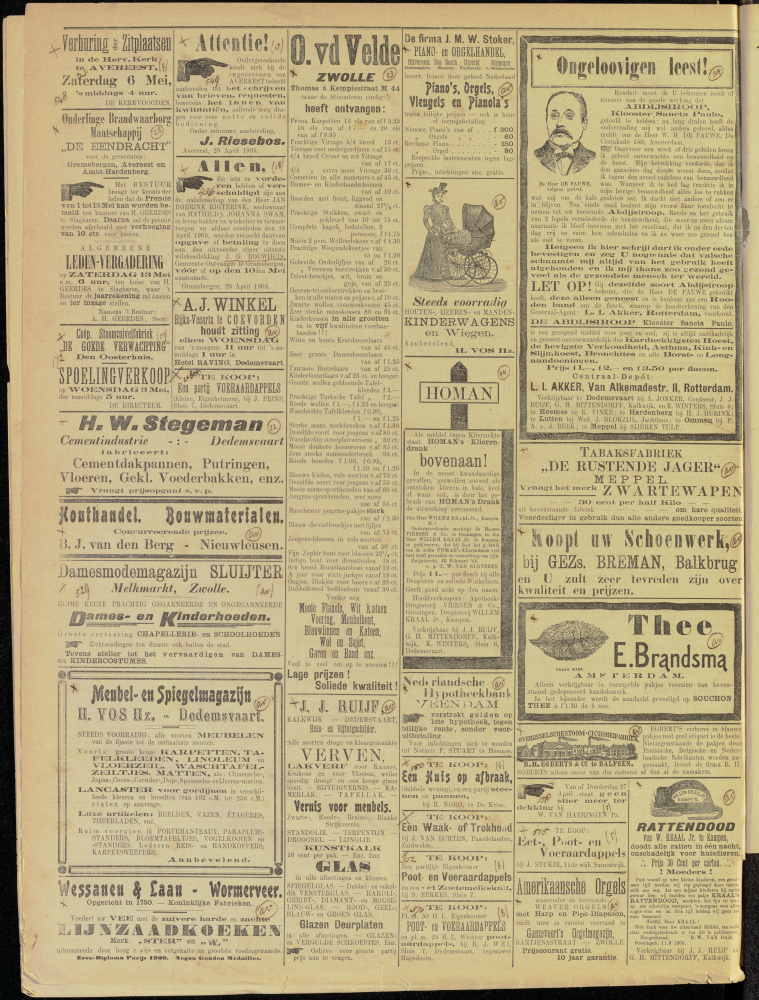 Bekijk detail van "Dedemsvaartsche Courant 29/4/1905 pagina 4 van 4<br xmlns:atlantis="urn:atlantis" />"